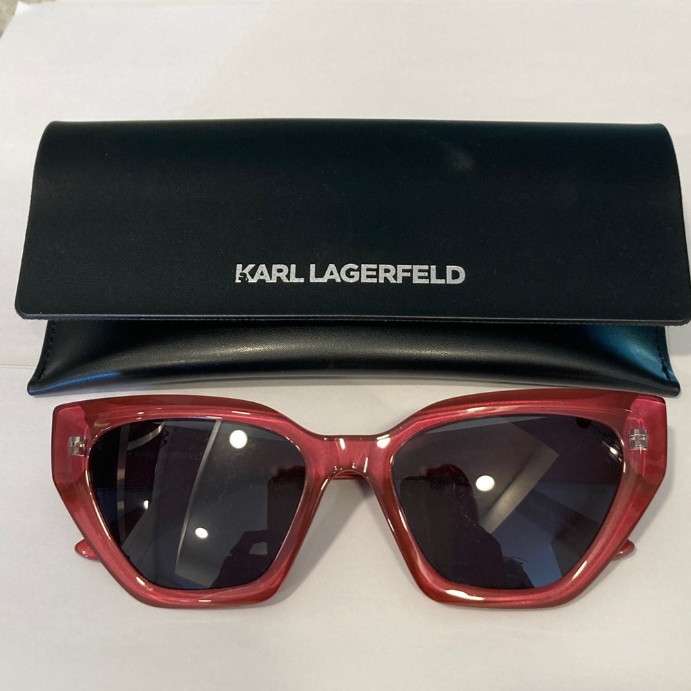 Karl Lagerfeld NWOT Red Sunglasses Gray Lens With Case NEW